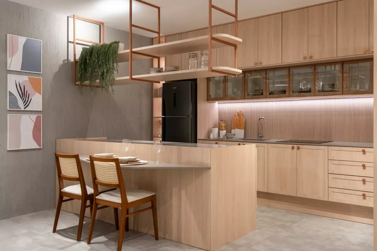 Ambiente planejado no showroom da Leben Haus em Ivoti